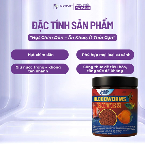 Thức Ăn Cá Cảnh Blood Worm – Cám Trùng Huyết Lên Màu Nhanh, Hạt Chìm Dần, Dinh Dưỡng Cao