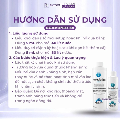 Vi sinh Seachem Remediation cao cấp 150ml/350ml- Siêu vi sinh cho hồ cá biển và hồ cá nước ngọt, giúp khởi tạo và bình ổn hồ thủy sinh