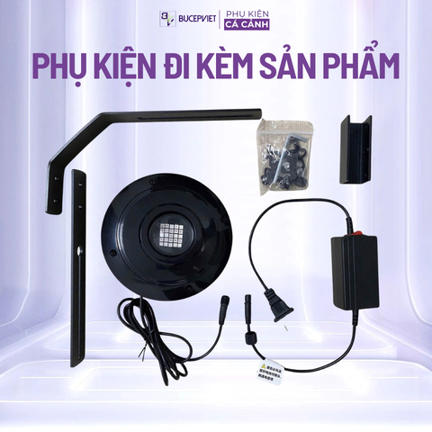 Đèn LED UFO Mini RGB 50W - Tăng màu cá không đỏ nước, đèn rọi hồ thủy sinh hồ cá cảnh kèm chân kẹp