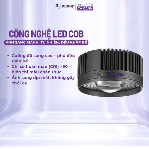 Đèn Bể Cá Tròn COCO FA Series (50-75-100w), Đèn thủy sinh mắt led COB màu tự nhiên, nịnh màu cá, tạo hiếu ứng sóng nước