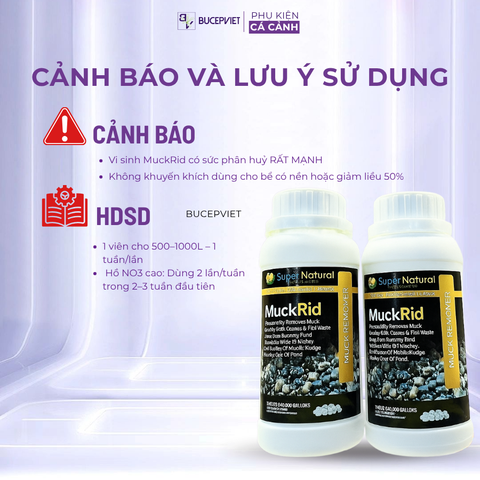 Vi sinh dị dưỡng MuckRid - Phân huỷ phân cá, thức ăn thừa siêu mạnh, làm sạch đường ống nhanh chóng.