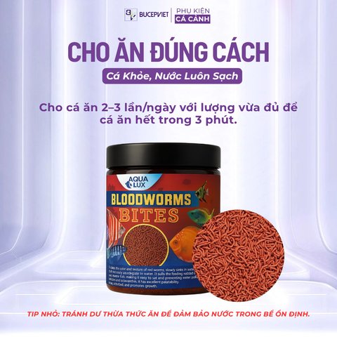 Thức Ăn Cá Cảnh Blood Worm – Cám Trùng Huyết Lên Màu Nhanh, Hạt Chìm Dần, Dinh Dưỡng Cao