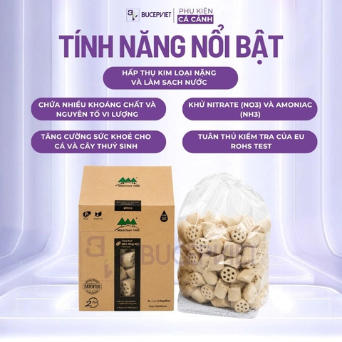 Hộp 5 lít sứ lọc Mountain Tree Nitro Ring II - Dạng củ sen cắt lát, tăng diện tích trú ngụ cho vi sinh, hỗ trợ lọc nước bể cá
