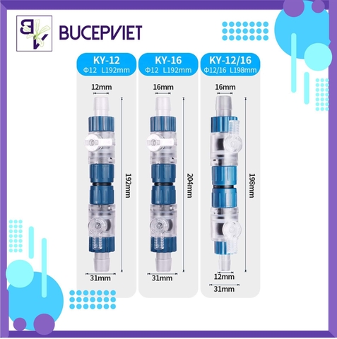 Khóa đôi Marine Double Tap - Van khóa nhanh cho lọc thùng thủy sinh, tháo lắp vệ sinh dễ dàng, lưu lượng ổn định