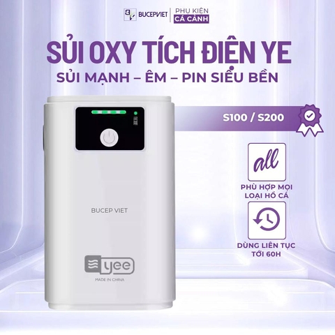 Máy sủi Oxy Công suất lớn tích điện Yee S100 A/B và S200 A/B cho bể cá cảnh thủy sinh