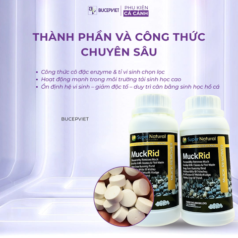 Vi sinh dị dưỡng MuckRid - Phân huỷ phân cá, thức ăn thừa siêu mạnh, làm sạch đường ống nhanh chóng.