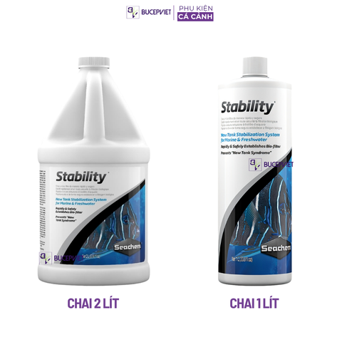 Vi sinh sống Seachem Stability 1L/2L- Khởi tạo hệ vi sinh hồ cá, ổn định nước, hỗ trợ xử lý NH3 NO2 an toàn cho cá tép