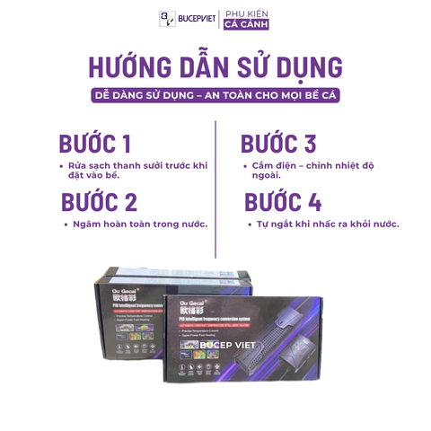 Sưởi bể cá cảnh HZ Q6 Ou Gecai – Giải pháp kiểm soát nhiệt độ thông minh cho bể cá cảnh 1200W
