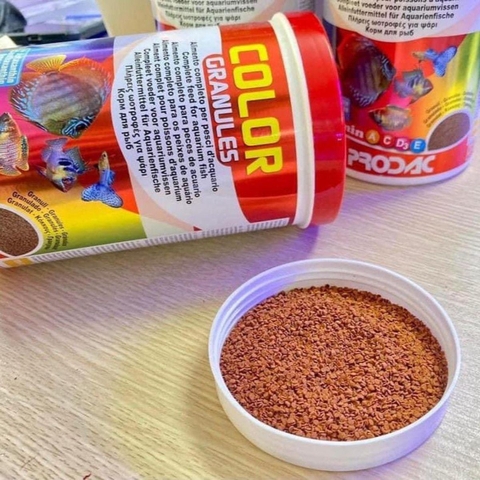 Thức ăn cá cảnh cao cấp PRODAC COLOR GRANULES (Hạt chìm chậm) - Rất giàu dinh dưỡng, độ đạm cao giúp kícḣ màu kícḣ size cá nhanh