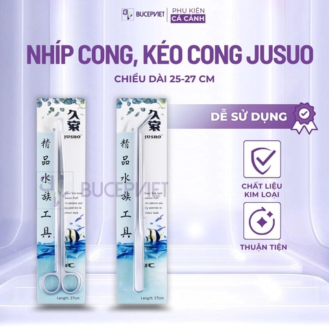 Nhíp cong, kéo cong Jusuo 25–27cm - Hỗ trợ cắt tỉa cây thủy sinh, gắp đồ trong bể cá dễ sử dụng