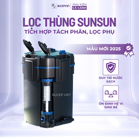 (Mẫu mới 2025) Lọc thùng tách phân Sunsun YWY 800 - tích hợp tách phân, lọc phụ, xả đáy