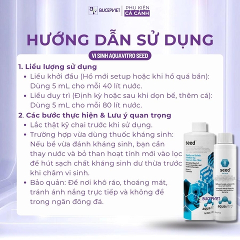 Vi sinh sống AquaVitro Seed 150ml/350ml - Xử lý NO2 NO3 Amoniac, khởi tạo hệ vi sinh hồ cá biển thủy sinh