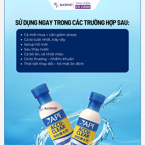 Stress Coat API - Giảm stress, dưỡng cá khỏe, phục hồi chất nhờn, chống tuột nhớt, Khử độc nước hồ cá