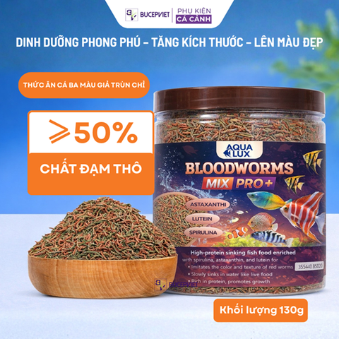 Thức Ăn Cá Cảnh AquaLux Bloodworms Mix Pro+ – Thức ăn mô phỏng trùng huyết cao cấp, đa dạng dinh dưỡng cho cá cảnh.