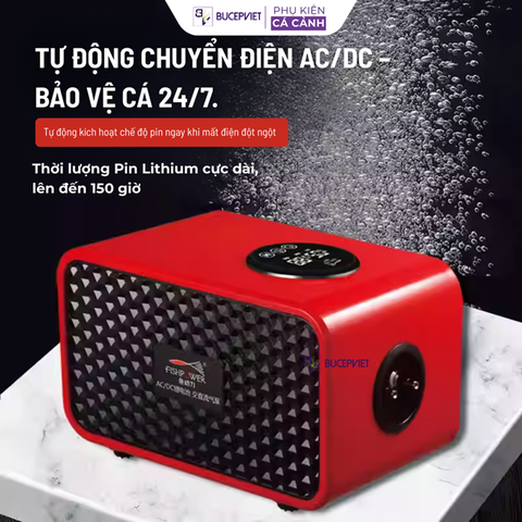 Sủi tích điện Fish Power 1 vòi / 2 vòi, trang bị cảm ứng màn hình thông minh - Sủi thế hệ mới cho bể thủy sinh