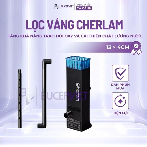 Lọc váng Cherlam 3W 300L/h - Hút váng mặt nước, tạo oxy bằng dàn phun mưa, vận hành siêu êm cho hồ thủy sinh