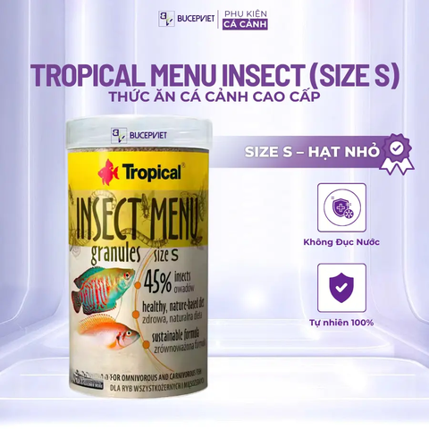 Thức ăn cá cảnh Tropical Insect Menu Granules Size S 100g/300g - Giàu protein côn trùng, hỗ trợ tăng trưởng và tiêu hóa cho cá cảnh
