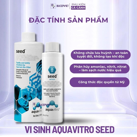 Vi sinh sống AquaVitro Seed 150ml/350ml - Xử lý NO2 NO3 Amoniac, khởi tạo hệ vi sinh hồ cá biển thủy sinh