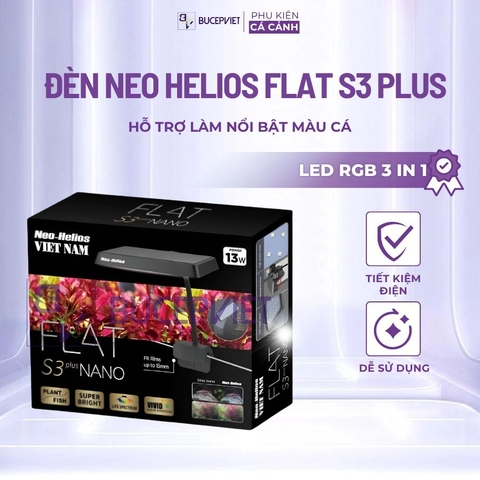 Đèn Neo Helios FLAT S3 Plus 13W - LED RGB 3 in 1, đỏ cá không đỏ nước, tiết kiệm điện năng cho hồ thủy sinh cá cảnh