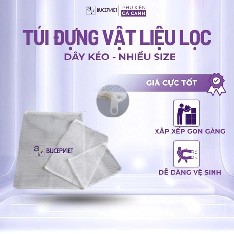 Túi lưới đựng vật liệu lọc – Dây kéo inox tiện lợi, dễ vệ sinh, nhiều kích thước cho bể cá thủy sinh, hồ cá cảnh