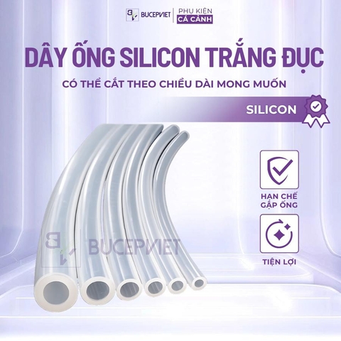 Dây ống silicon trắng đục Fi12/Fi16/Fi20 1m - Mềm dẻo, chống gập, dùng cho In Out và hệ thống lọc hồ cá