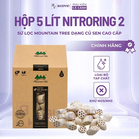 Hộp 5 lít sứ lọc Mountain Tree Nitro Ring II - Dạng củ sen cắt lát, tăng diện tích trú ngụ cho vi sinh, hỗ trợ lọc nước bể cá