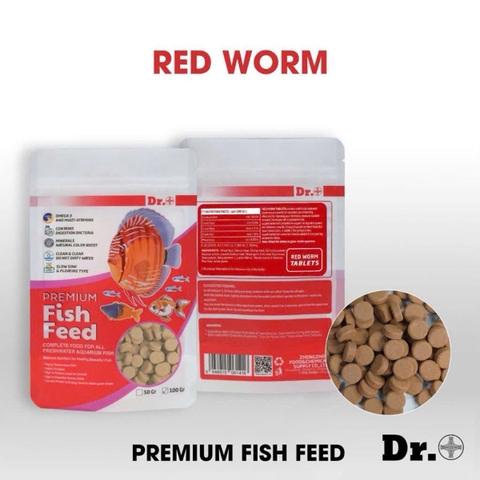 Thức ăn viên dán cao cấp DR+ Redworm (100g) - Thành phần chiết xuất từ sâu đỏ, trùnġ huyết siêu giàu dinh dưỡng