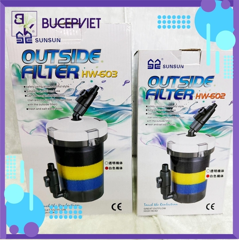 Lọc phụ Sunsun HW 602/603/604 vỏ trắng - Làm sạch hồ cá thủy sinh (không có bơm).