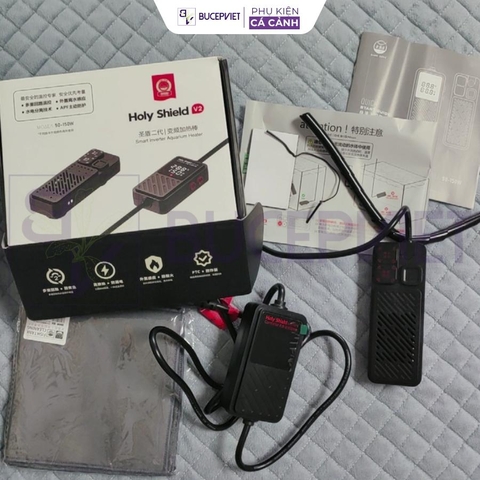 Sưởi bể cá Hurricane 300W-1200W thế hệ 2 - Bản nâng cấp mới, biến tần tiết kiệm điện, cảm biến kép, tự ngắt khi cạn nước
