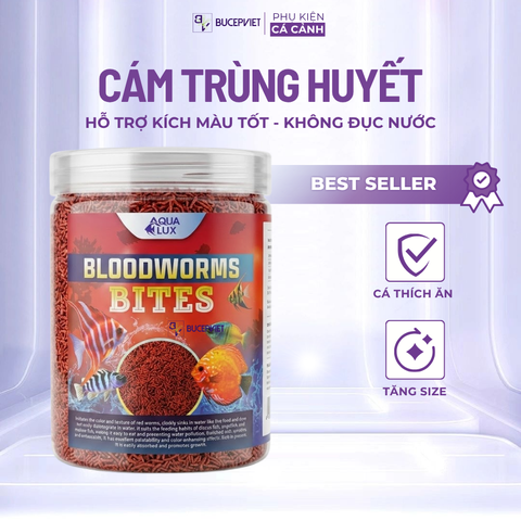 Cám trùng huyết AquaLux Blood Worm - Thức ăn cá cảnh lên màu nhanh, hạt chìm dần, dinh dưỡng cao tăng trưởng toàn diện