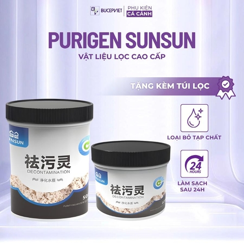 Vật liệu lọc Sunsun Purigen Decontamination 220ml/500ml - Hấp thụ tạp chất, làm trong nước hồ cá, hỗ trợ giảm NH3 NO2 NO3
