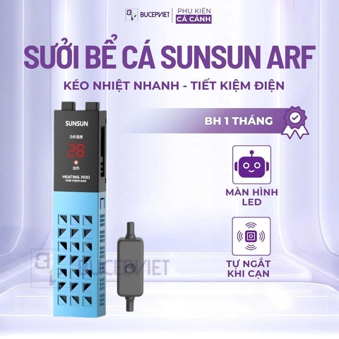 Sưởi bể cá Sunsun ARF 50W-300W - Hiển thị nhiệt độ, chỉnh nhiệt ngoài, tự ngắt khi cạn, vỏ chống bỏng, tiết kiệm điện năng