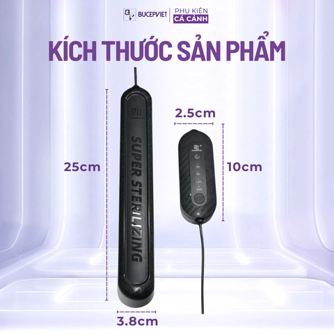 Đèn UV xử lý khuẩn Mayin 7W - Xử lý tảo, làm trong nước, cảm biến tự tắt an toàn cho hồ cá
