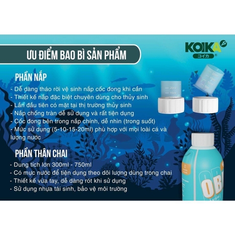 Men vi sinh Koika OBIO 4 trong 1 - Làm trong nước, khử độc, khử tanh, tăng tốc tiêu hóa cho cá cảnh