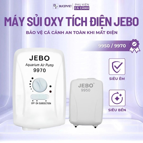 Máy Sủi Oxy Tích Điện JEBO 9950 / 9970 Công suất lớn – Có Núm Điều Chỉnh, Pin Dùng Lâu, Êm Ái