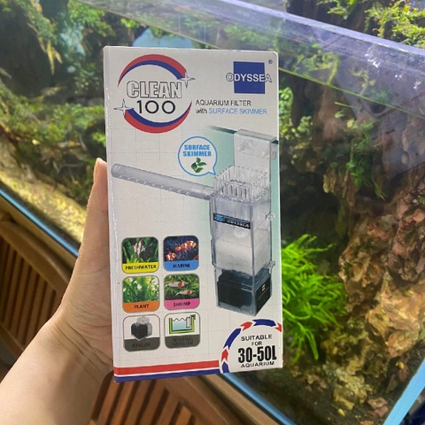 Lọc váng Odyssea Clean 100 450L/H - Làm sạch mặt nước, tạo oxy và luồng cho bể cá thủy sinh 30-50L