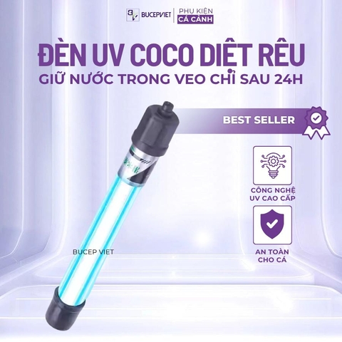 Đèn UV Coco 9W-13W - Hỗ trợ xử lý nước xanh, rêu tảo lơ lửng, cải thiện độ trong nước hồ cá Koi thủy sinh