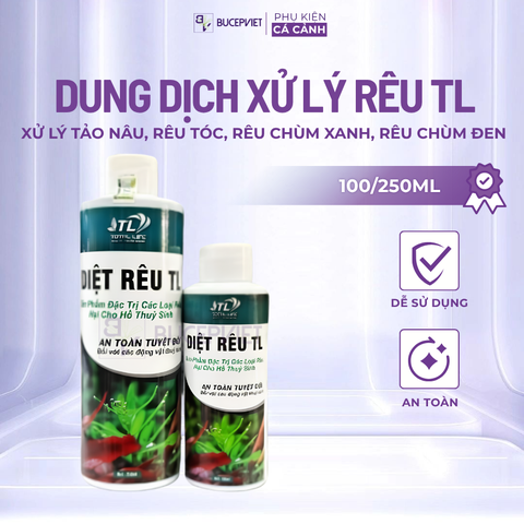 Dung dịch xử lý rêu TL 100ml/250ml - Hỗ trợ xử lý rêu hại tảo nâu tảo tóc, giúp cây phát triển