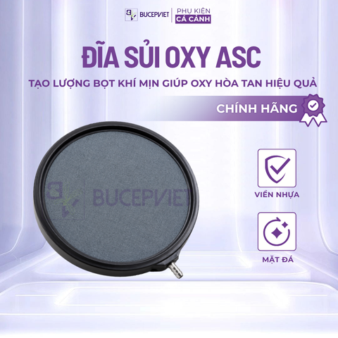 Đĩa sủi oxy ASC 20cm-30cm - Mặt đá viền nhựa, tự chìm, tạo bọt mịn cho hồ cá Koi và hồ cá cảnh