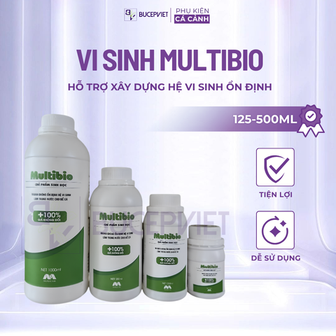 Vi sinh MultiBio 125ml-500ml - Xử lý NH3 NO2, làm trong nước, khử mùi hôi, khởi tạo hệ vi sinh hồ cá thủy sinh
