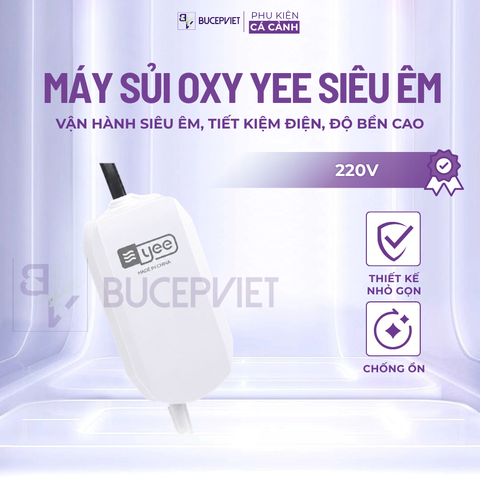 Máy sủi oxy Yee 1 vòi, 2 vòi - Siêu êm chống ồn cho bể cá, tăng oxy hiệu quả, phù hợp phòng ngủ