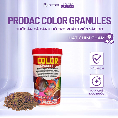 Thức ăn cá cảnh Prodac Color Granules 100g-500g - Hạt chìm chậm đạm 53.5%, tăng màu đỏ, hỗ trợ tăng trưởng cá cảnh
