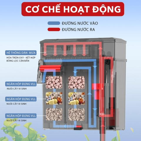 Lọc thác Baoyu LX thế hệ mới - Có tách phân, giàn mưa, khoang chứa vật liệu lọc cơ động
