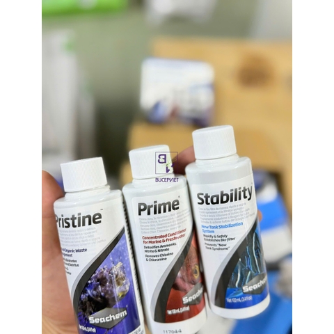 Bộ 3 Seachem SureStart Prime Stability Pristine 100ml – Combo khởi tạo hồ thủy sinh chính hãng
