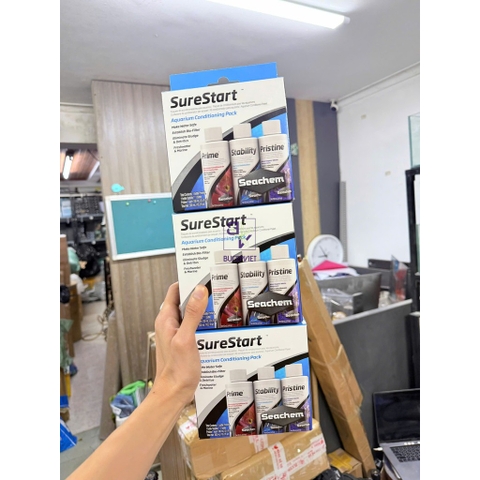 Bộ 3 Seachem SureStart Prime Stability Pristine 100ml – Combo khởi tạo hồ thủy sinh chính hãng