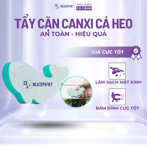 Cục tẩy cặn Canxi Cá Heo - Đánh bay cặn canxi, vết bẩn bám mép kính cực nhanh, hiệu quả và an toàn, không trầy xước.