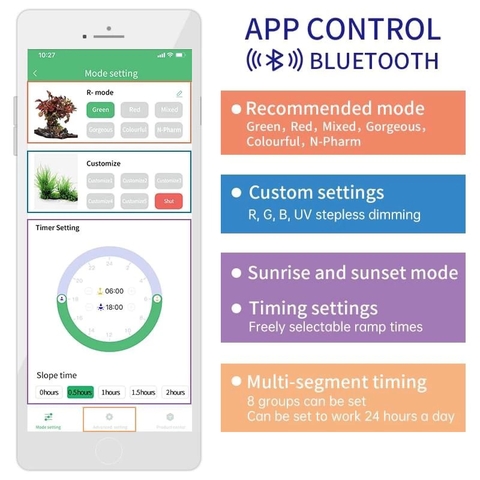 Mẫu Đèn LED Thủy Sinh Week P bản mới  2025 Ver 3.0  – Lên màu cây cá, chỉnh qua điện thoại bản 3.0, BH 1 tháng