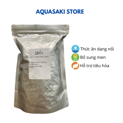 Cám cá Saki Hikari Pure White 5mm - Dưỡng trắng Shiroji, sáng da bóng vảy cho cá chép phi tần trắng, cá Koi