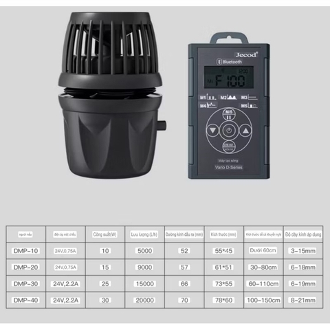 Tạo sóng Jecod DMP 10M-40M WiFi - Động cơ ngoài, điều khiển App Bluetooth, tạo dòng tuần hoàn mạnh cho hồ cá biển thủy sinh