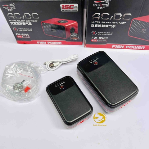 Sủi tích điện Fish Power 1 vòi / 2 vòi, trang bị cảm ứng màn hình thông minh - Sủi thế hệ mới cho bể thủy sinh